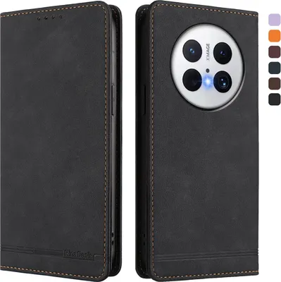 Produktbild von Hülle für Huawei Mate 70 Pro/Mate 70 Pro+, Retro Kunstleder Ständer Klapphülle mit Kartenfächer und Magnetische Schwarz