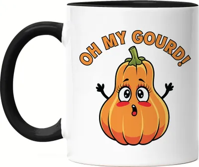 Produktbild von Oh My Gourd Kürbismotiv Tasse Schwarz Geschenkidee Herbst Halloween Erntedank