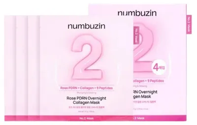 Produktbild von Numbuzin Nr. 2 Rose PDRN Kollagenmaske für Nacht, 37 g x 4 EA