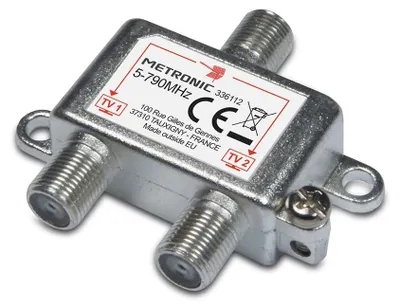 Imagen del producto de Antena de TV Metronic, TNT, con 2 salidas, conector F, divisor/acoplador para