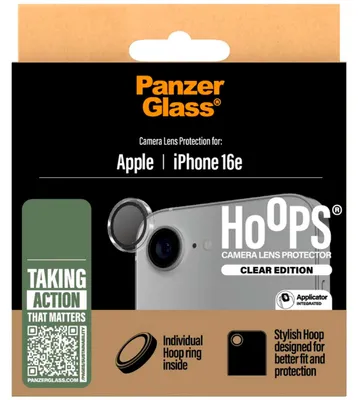 Produktbild von PanzerGlass ® Hoops® Kameraschutz Transparent iPhone 17e | 16e, Apple, Apple - iPhone 16e, Apple - iPhone 17e, Trockene Anwendung, Kratzresistent, Schockresistent, Transparent, 1 Stück(e)