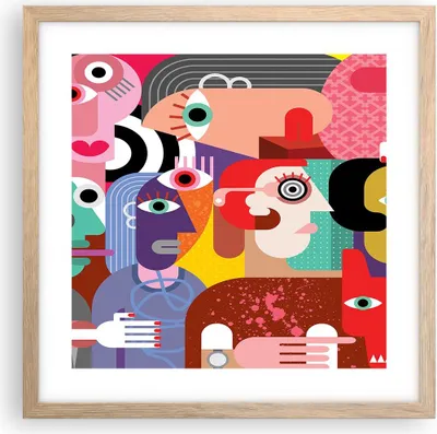 Produktbild von Gerahmtes Poster - Rahmen in heller Eiche - Abstraktion modern - 40x40 cm - Wand Bild - Wanddeko - Wandbilder - Wandposter - Bilderrahmen - Bilder - Kunstdruck - Wandbild - P2NAC40x40-3624