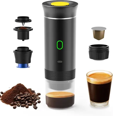 Tragbarer 3-in-1 Kaffeebereiter, 15 bar, USB-C, 7500 mAh