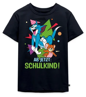 Produktbild von Spreadshirt Tom Und Jerry Ab Jetzt: Schulkind Kinder Premium T-Shirt, 134/140 (8 Jahre), Navy