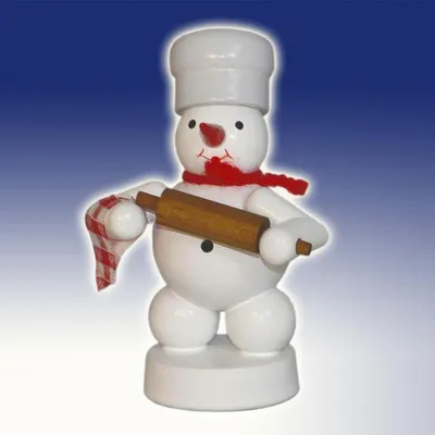 Produktbild von Schneemann Bäcker mit Teigrolle (8cm) von Zenker Volkskunst