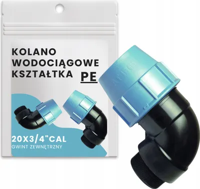 Zdjęcie produktu dla Unidelta Kolano PE 20x3/4" GZ | Łuk 90° Wodociągowy | Skręcane | Atest PZH