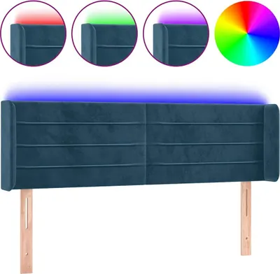 Produktbild von vidaXL LED Kopfteil Dunkelblau 147x16x78/88 cm Samt