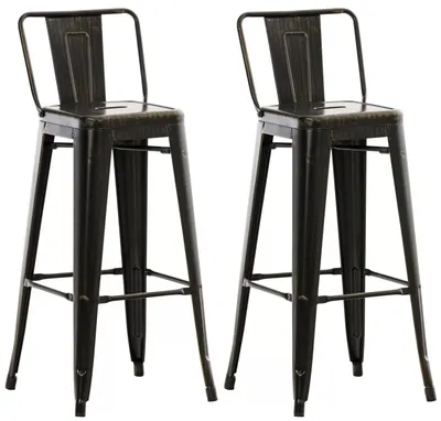 Imagen del producto de Taburetes And OutdoorMatch - Color  rústico - Diseño industrial - Juego de 2 - Con respaldo y reposapiés - Ideales para cocina y bar - Asientos de metal