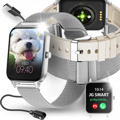 Zdjęcie produktu dla Smartwatch Zegarek Damski Rozmowy Menu Pl Puls Smart Watch Srebrny 2 Paski