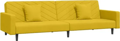 Produktbild von vidaXL Schlafsofa 2-Sitzer mit 2 Kissen Gelb Samt