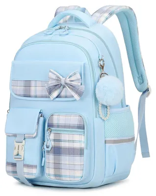 Immagine prodotto di Zaino per scuola, zaino per bambini, 24 litri, blu, in nylon, idrorepellente, con sistema di fissaggio per valigie
