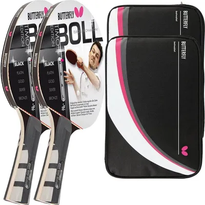 Produktbild von Butterfly 2x Timo Boll Black 85030 Tischtennisschläger + 2x Tischtennishülle Drive Case II