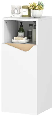 Image de Armoire de salle de bain avec étagères réglables, meuble de salle de bain étroit, compartiment ouvert, panneau de particules blanc | 8,5 kg | 30 x 30 x 71,5 cm