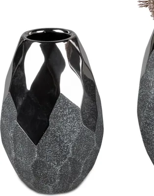 Produktbild von Deko Vase ANTHRAZIT konisch rund H. 17cm silber grau Keramik Formano