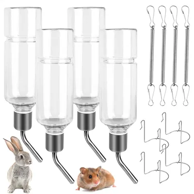 Produktbild von Trinknapf für Kaninchen – Automatischer Trinknapf – 350 ml – Edelstahl – Set mit 4 Stück – Auslaufsicher