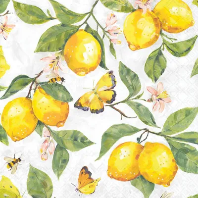 Produktbild von Servietten 33x33 cm - Fresh lemons white