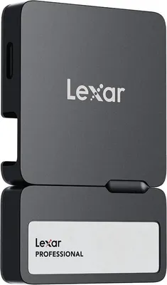 A Lexar Professional 1TB external SSD is shown in a studio shot against a white background.
