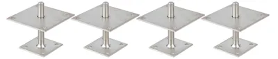 Produktbild von Alberts 4 x I-Pfostenträger, höhenverstellbar 30 - 150 mm, Platte 150 x 150 mm, galvanisch verzinkt, dickschichtpassiviert, zum Aufschrauben