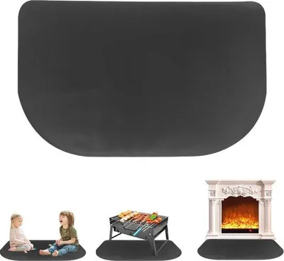 Zdjęcie produktu dla Ognioodporny dywanik 102 x 50 cm, ognioodporny, czarny, dywanik do kominka