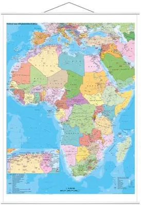 Produktbild von Stiefel Wandkarte Großformat Afrika politisch mit Postleitbereichen,  englische Ausgabe, mit Metallstäben