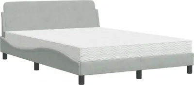 Produktbild von vidaXL Bett mit Matratze "Dover" Hellgrau 120x200 cm Samt