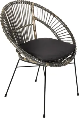 Produktbild von Esszimmerstuhl Korbstuhl Rattan Farbe anthrazit inkl. Sitzkissen GENUA