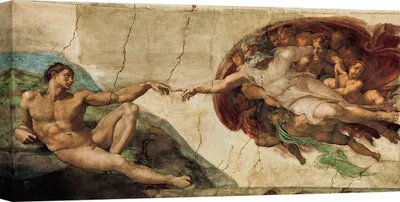 Immagine prodotto di Quadro su tela - Michelangelo Buonarroti, La creazione di Adamo - 140x70 cm