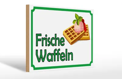 Produktbild von Holzschild Hinweis 30x20cm frische Waffeln Verkauf