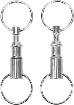 Productafbeelding van 2 stuks sleutelhangers met dubbele snelsluiting, met een afneembare dubbele splitring om sleutels aan een sleutelhanger of riem te bevestigen