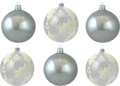 Produktbild von Set helle Weihnachtskugeln mit Stechpalme