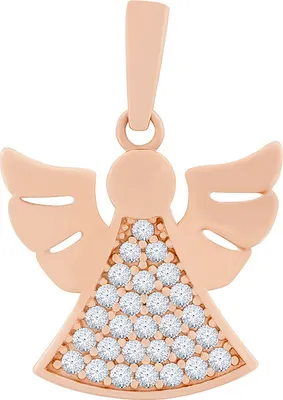 Produktbild von Engel-Anhänger aus 585 Rotgold mit Zirkonia, Goldschmuck für Damen