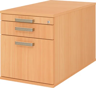 Produktbild von bümö office Rollcontainer - mit Hängeregistratur - Griff: Streifengriff (Kunststoff), Nachbildung: Buche