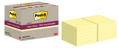 Produktbild von Post-it® Super Sticky Recycling Notes Gelb Haftnotizen 76x76mm 12 Blöcke 70 Blatt