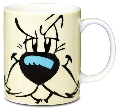 Produktbild von Kaffeetasse mit Idefix-Motiv in Geschenkverpackung