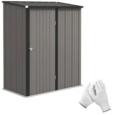 Image de Abri de jardin avec porte verrouillable | Couleur : Gris, Noir | Dimensions : 161,5 x 94,5 x 196 cm