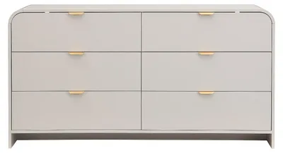 Produktbild von Kommode mit 6 Schubladen – MDF – Beige mit goldenen Griffen – ORALINO