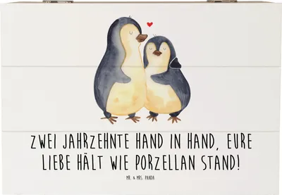 Produktbild von Mr. & Mrs. Panda Schatulle 20. Hochzeitstag Porzellanhochzeit 22 x 15 cm - Weiß - Geschenk, Geschenke, Truhe, Besondere Anlässe, geschenkkiste, Schatzkiste, Kiste, Box