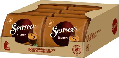 Produktbild von Senseo Kaffeepads Kräftig / Strong, Intensiver und Vollmundiger Geschmack, Kaffee, neues Design, 10er Pack, 10 x 16 Pads