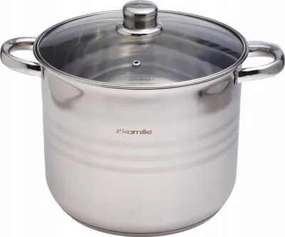 Obrázok produktu pre Vysoký hrniec s pokrievkou z ocele, 8,5 l, na plyn, indukciu, KAMILLE