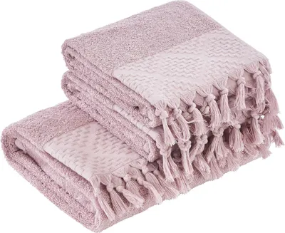 Produktbild von DONE 3-teiliges Handtuch-Set Provence Boheme Altrosa mit Fransen