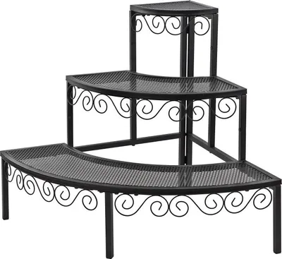 Produktbild von Ecktreppe für Blumen 60x60x62 cm, 3 Etagen, schwarz