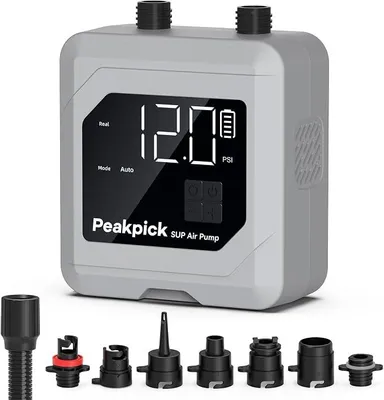 Produktbild von Elektrische SUP-Pumpe mit 20 PSI, wiederaufladbare, batteriebetriebene Paddleboard-Pumpe, intelligente, zweistufige Aufblas- und Entleerfunktion, automatische Abschaltung, Luftpumpe für SUP, Surfen, Kite, Zelte, Matratzen