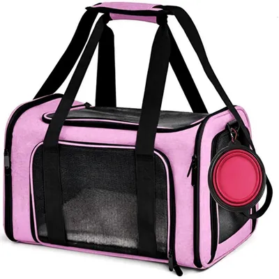 Image de Sac de transport pliable pour chat et chien, taille M, rose, jusqu'à 5 kg