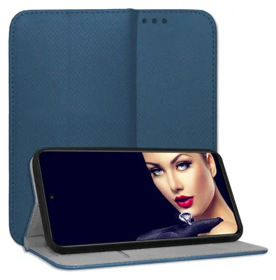 Produktbild von Bookstyle Schutzhülle Klapphülle Schutztasche Etui Cover für Motorola Moto E32, Moto E32s (6.5'') - Blau