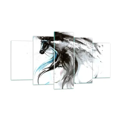 Produktbild von Bilder auf glas - Pferd Streifen Hengst Laufen - 160x85cm - Glasbilder - Wandbilder - Kunstdruck - zum Aufhängen bereit - Wanddekoration aus Glas - Glas Bilder - Wandbild auf Glas - GEA160x85-3018
