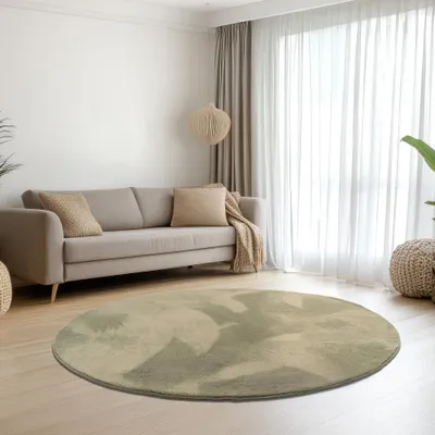 Produktbild von Teppich grün samtig weich Hasenfell-Optik mit sanftem Glanz Größe - 120 cm Rund