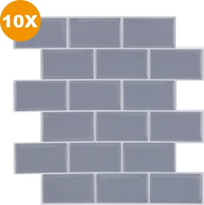 Immagine prodotto di Bolt Edge Piastrelle adesive grigie – Autoadesive – 10 pezzi – Per cucina e bagno – Piastrelle da parete, adesivi da parete, 30,5x30,5 cm