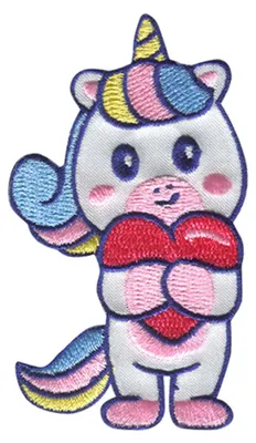 Obrázek produktu pro Jednorožec se srdcem - nášivka, nažehlovací nášivka, nášivka, nášivky, k nažehlení, velikost: 4,7 x 8 cm