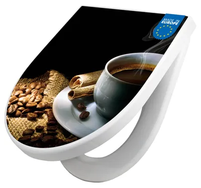 Produktbild von WC Sitz mit Absenkautomatik D Form Motiv Hot Coffee [TDW3 10176]