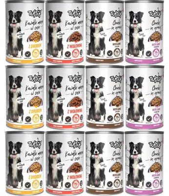 Produktbild von Tuftuf | Feuchtfutter für Hunde - Mix Ausgeschmäckern - 12x415g - Nassfutter - Fleischstücke
